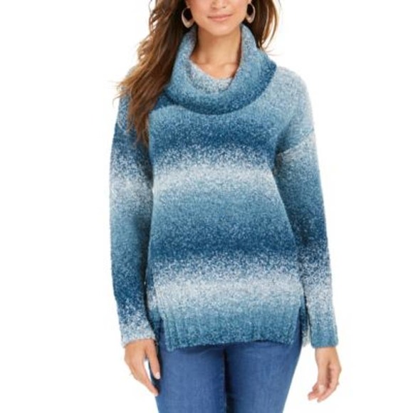 Style&co. Sweaters - Style & Co Teal Combo Cowl Neck Pullover Sweater
